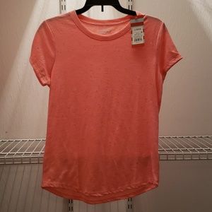 Girls L coral glitter tee